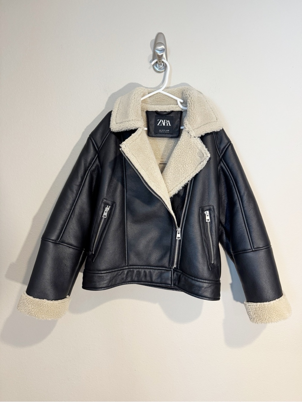 Zara Double Faced Faux Leather Sherpa Jacket